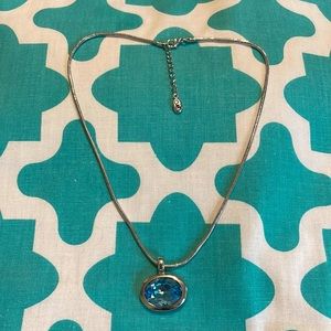 Sterling Silver Necklace with Aquamarine Pendent